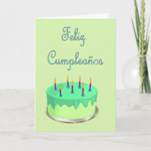 Feliz Cumpleaños Spanish Birthday with cake Card