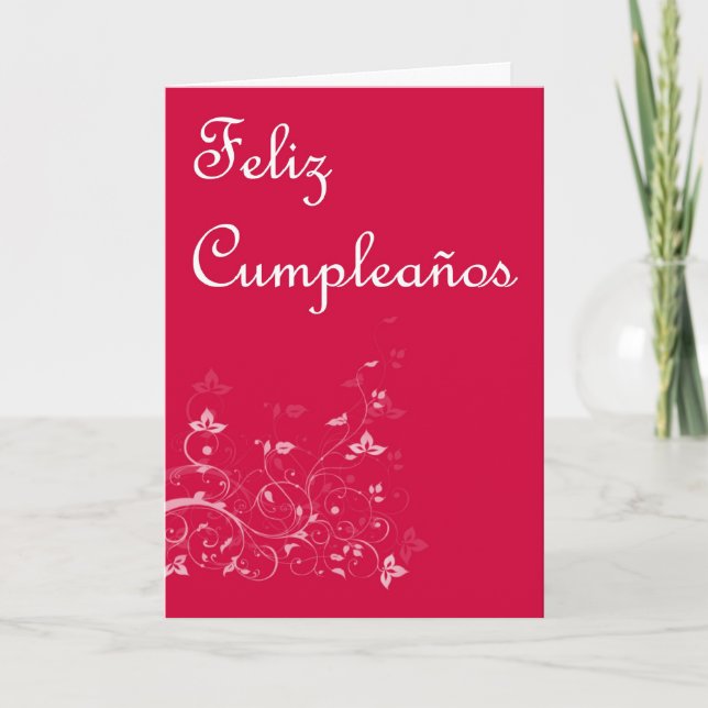 Feliz Cumpleaños Spanish Birthday with floral Card (Front)