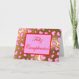 Feliz Cumpleaños Spanish Birthday with love hearts Card