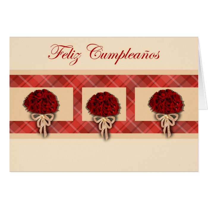 Feliz Cumpleaños Spanish Birthday with rose flower Greeting Card
