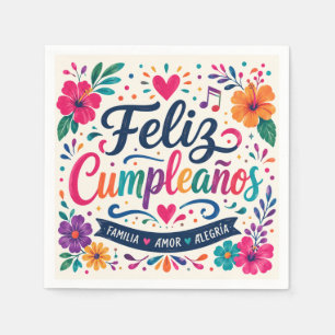 Feliz Cumpleaños Spanish Floral Fiesta Napkins