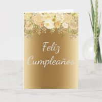 Feliz Cumpleaños Spanish Flower Gold Birthday