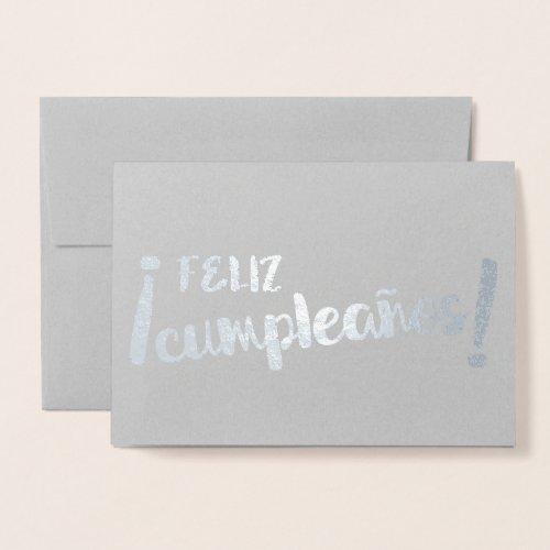 Feliz Cumpleaos Spanish Happy Birthday Brush Foil Card