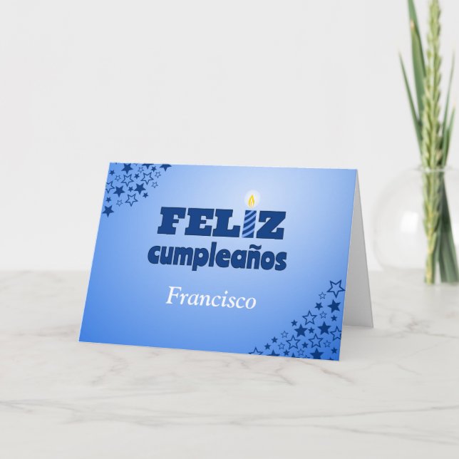 Feliz cumpleaños spanish personalized birthday card (Front)