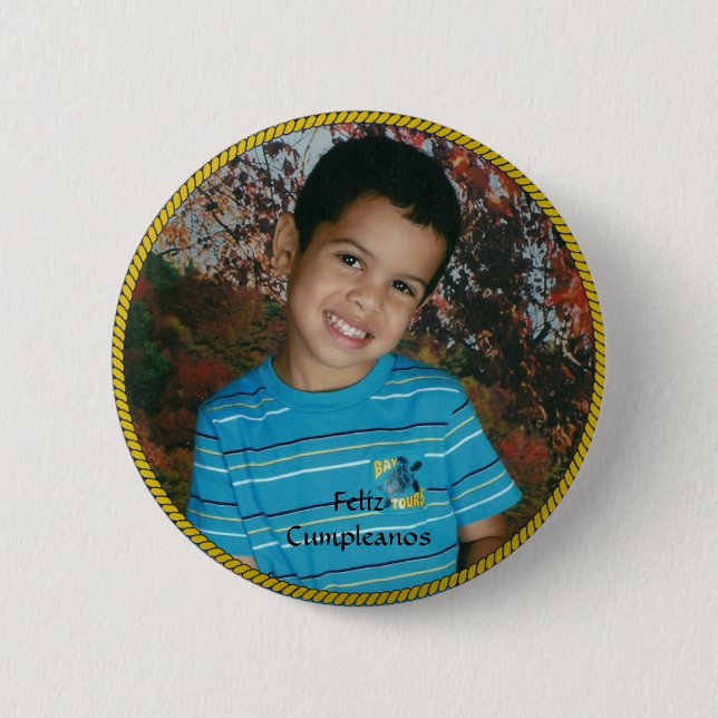 feliz cumpleanos template, ready to personalize button (Front)