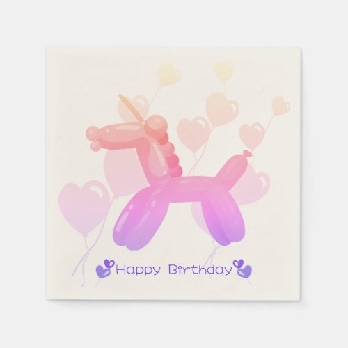 Feliz Cumpleaos Unicornio en colores degradados Napkins