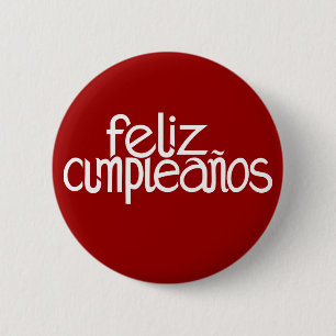 Feliz Cumpleaños white Button