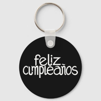 Feliz Cumpleaños white Keychain