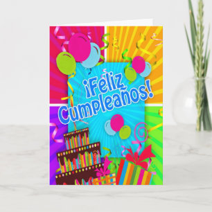 ¡Feliz Cumpleaños with fun colors balloons stream Card