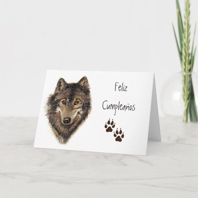 Feliz cumpleaños, Wolf, Wolves, Animal Card (Front)