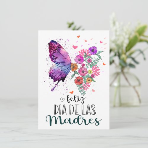 Feliz Dia De Las Madres Mother Butterfly Flat Card