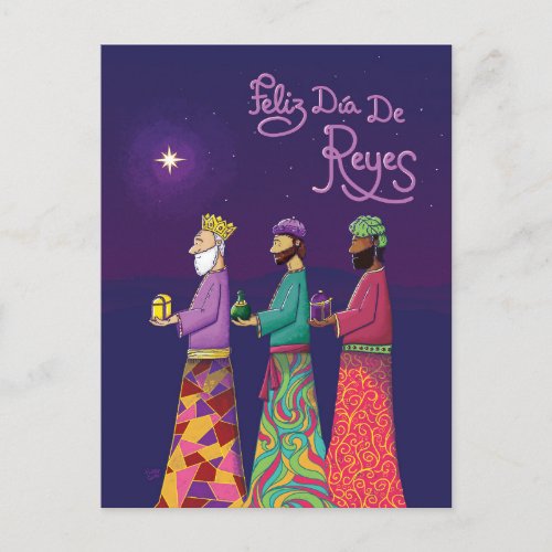 Feliz Da de Reyes  Happy Three Kings Day Holiday Postcard
