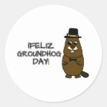 Feliz Groundhog Day! Classic Round Sticker