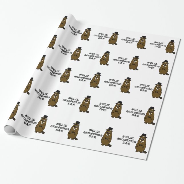 Feliz Groundhog Day! Wrapping Paper (Unrolled)