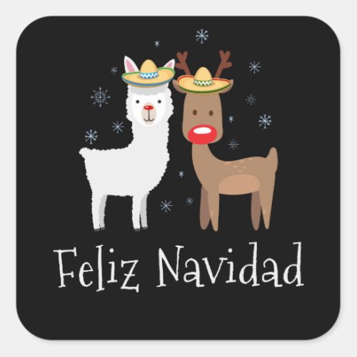 Feliz Llamadad Navidad Christmas Llama Gift Square Sticker