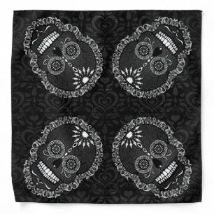 Feliz Muertos - Black & Gray Sugar Skulls Bandana