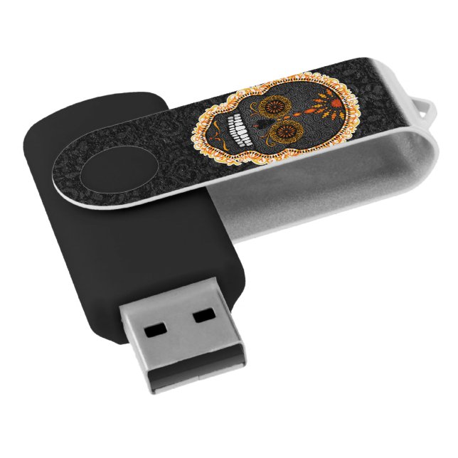 Feliz Muertos - Chic Sugar Skull Flash Drive (Angled)