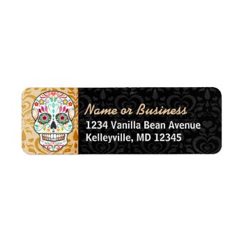 Feliz Muertos - Custom Sugar Skull Address Labels by creativetaylor at Zazzle