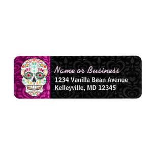 30 Custom Yellow Rose Sugar Skull Personalized Address Labels 