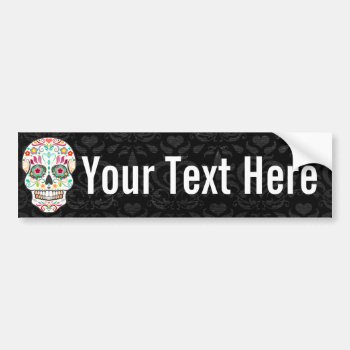 Feliz Muertos - Custom Sugar Skull Bumper Sticker by creativetaylor at Zazzle