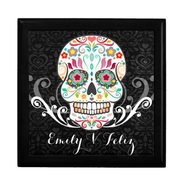 Feliz Muertos - Custom Sugar Skull Keepsake Box (Front)