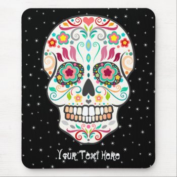Feliz Muertos - Custom Sugar Skull Mousepad by creativetaylor at Zazzle
