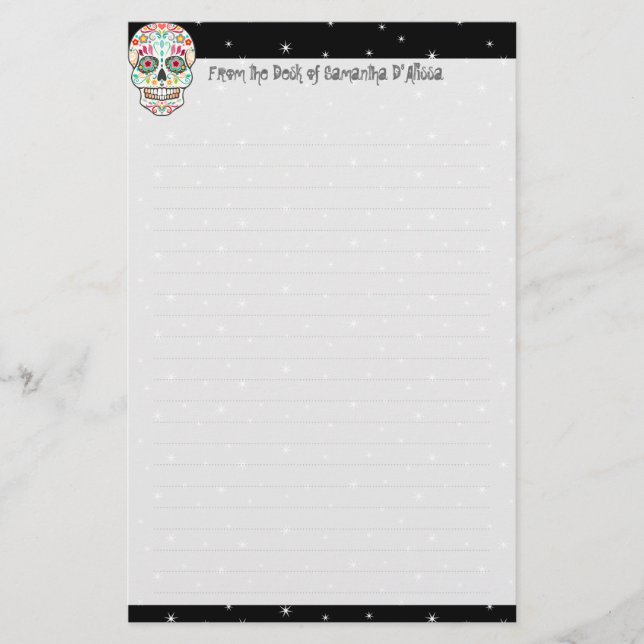 Feliz Muertos - Custom Sugar Skull Stationery (Front)