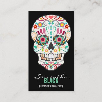 Feliz Muertos - Custom Sugar Skull Vertical Card by creativetaylor at Zazzle
