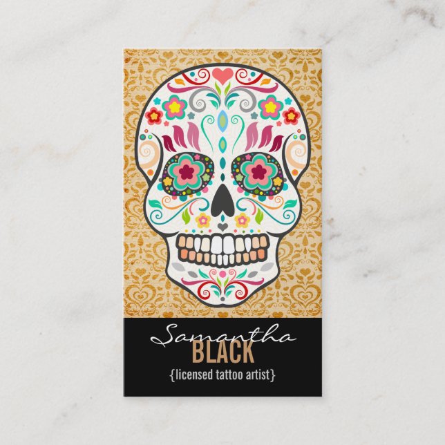 Feliz Muertos - Custom Sugar Skull Vertical Card (Front)