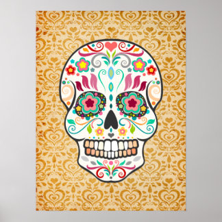 Feliz Muertos - Festive Sugar Skull Art Poster