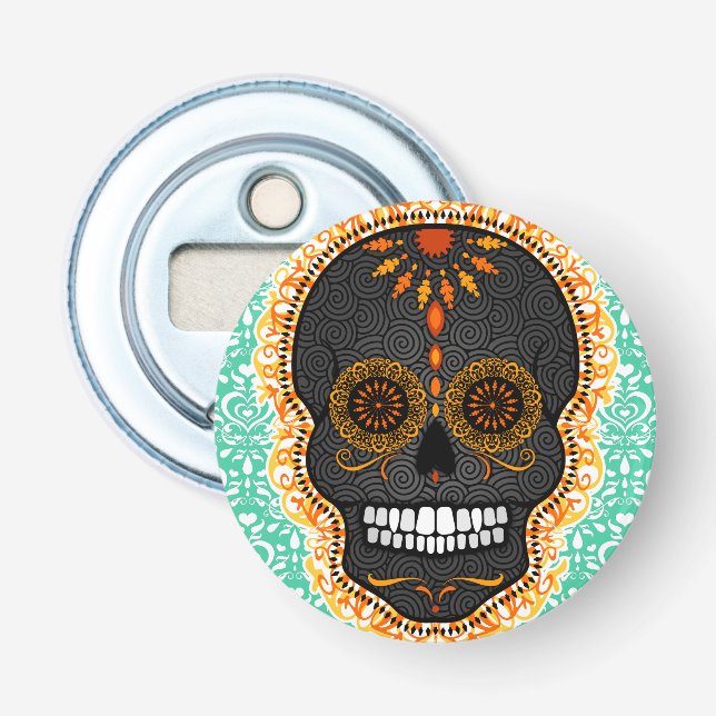 Feliz Muertos - Festive Sugar Skull Bottle Opener (Front)