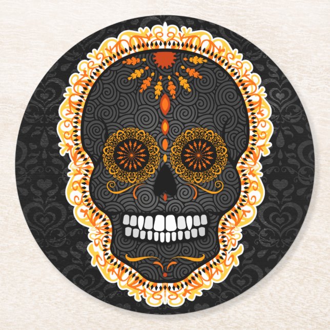 Feliz Muertos - Festive Sugar Skull Coasters (Front)