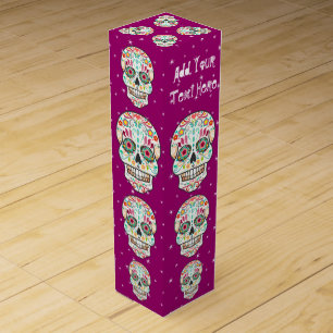 Feliz Muertos- Festive Sugar Skull Custom Wine Box