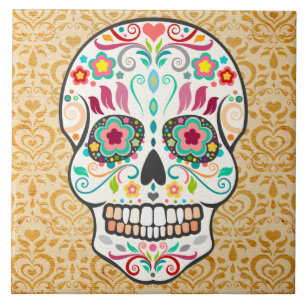 Feliz Muertos - Festive Sugar Skull Tile