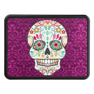 Feliz Muertos - Festive Sugar Skull Trailer Hitch Hitch Cover