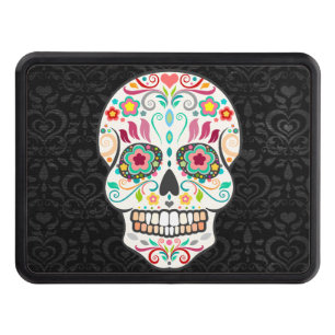 Feliz Muertos - Festive Sugar Skull Trailer Hitch Hitch Cover