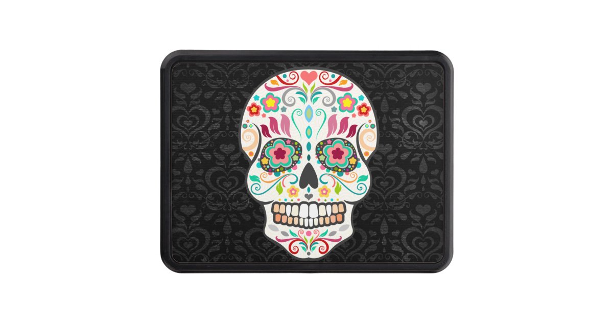 Feliz Muertos Festive Sugar Skull Trailer Hitch Hitch Cover Zazzle