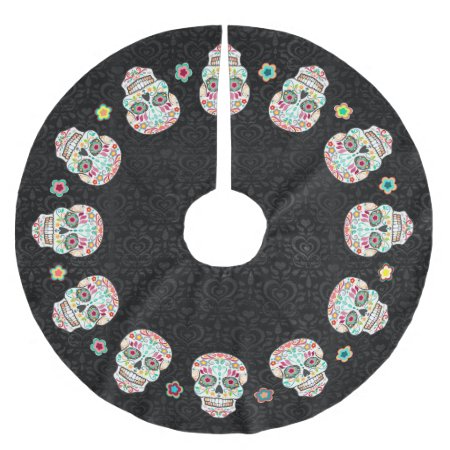 Feliz Muertos - Festive Sugar Skulls Brushed Polyester Tree Skirt