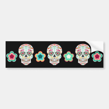 Feliz Muertos - Festive Sugar Skulls Bumper Sticker