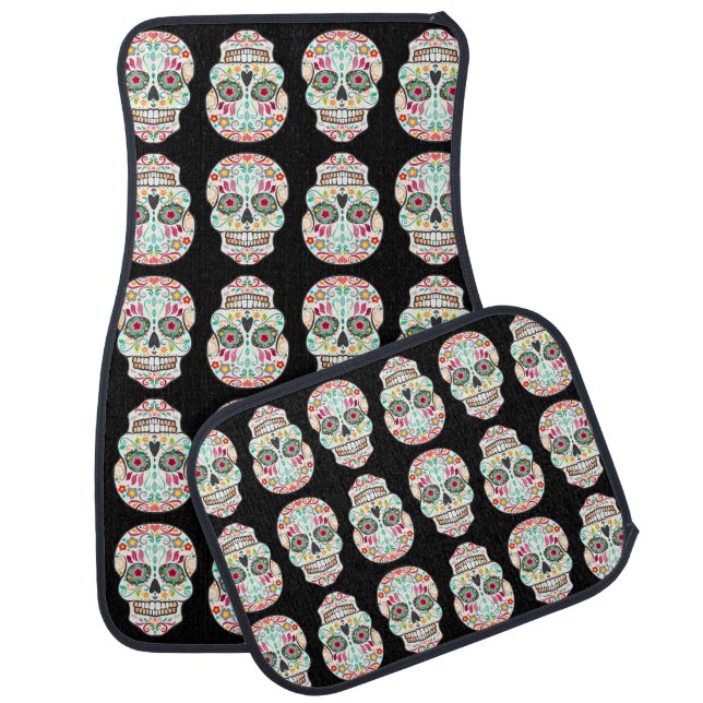 Feliz Muertos - Festive Sugar Skulls Car Floor Mat (Set)