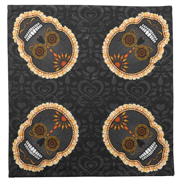 Feliz Muertos - Festive Sugar Skulls Cloth Napkins (Front)