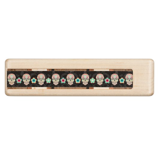 Feliz Muertos - Festive Sugar Skulls Cribbage Game Wood Cribbage Board (Side)