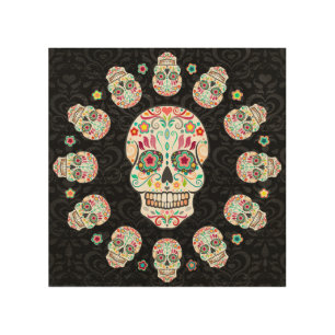 Feliz Muertos - Festive Sugar Skulls Wood Wall Art