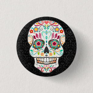 Feliz Muertos - Happy Sugar Skull Button Pin