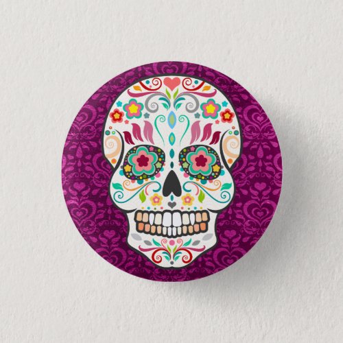Feliz Muertos _ Happy Sugar Skull Button Pin