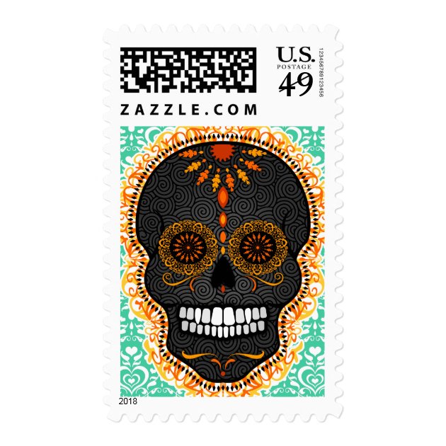 Feliz Muertos - Happy Sugar Skull Postage Stamps