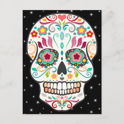 Feliz Muertos _ Happy Sugar Skull Postcard