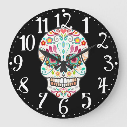 Feliz Muertos _ Happy Sugar Skull Wall Clock