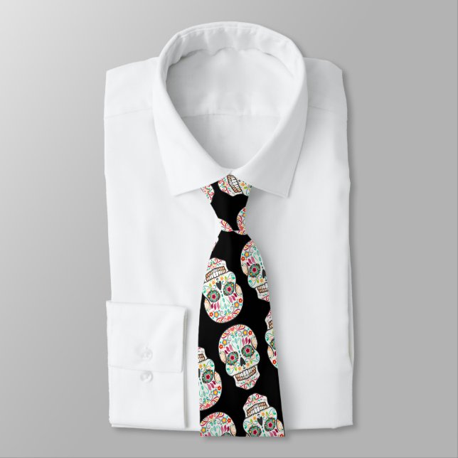 Feliz Muertos - Happy Sugar Skulls Neck Tie (Tied)
