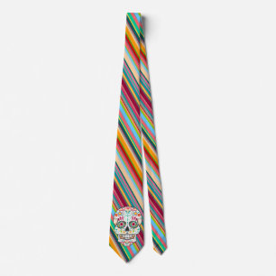 Feliz Muertos - Sugar Skull & Stripes Neck Tie